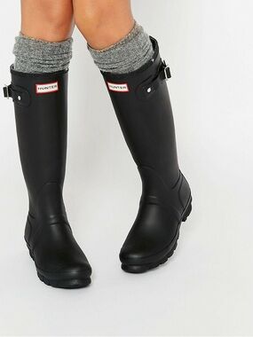 Hunter Black Tall Rubber Rain Boots